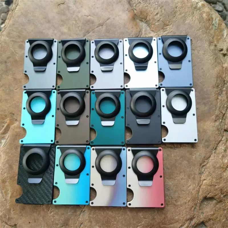 Carbon Fiber RFID Protection Metal Card & Cash Wallet with Air-Tag Holder