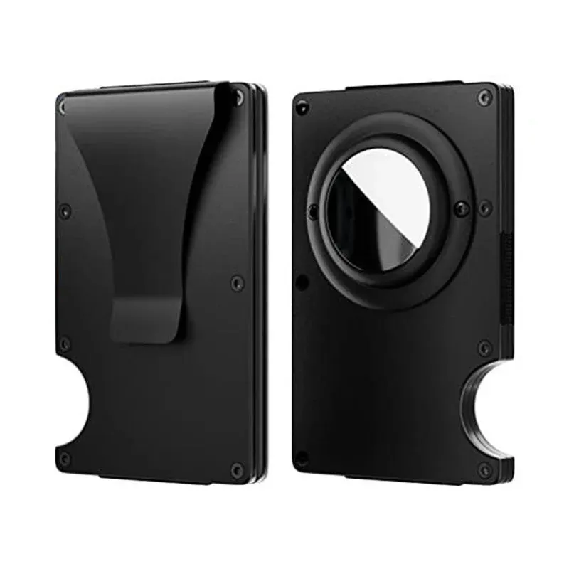 Carbon Fiber RFID Protection Metal Card & Cash Wallet with Air-Tag Holder