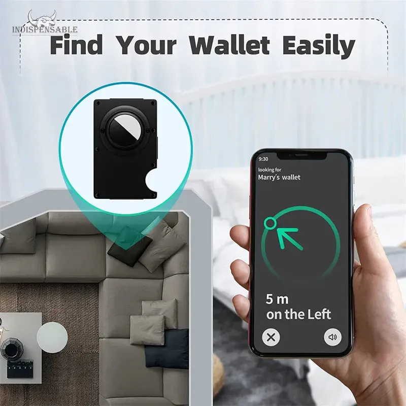 Carbon Fiber RFID Protection Metal Card & Cash Wallet with Air-Tag Holder