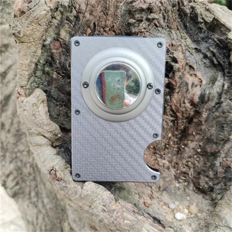 Carbon Fiber RFID Protection Metal Card & Cash Wallet with Air-Tag Holder