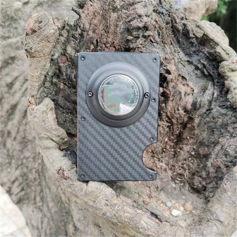 Carbon Fiber RFID Protection Metal Card & Cash Wallet with Air-Tag Holder