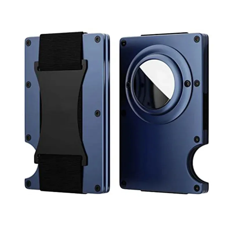 Carbon Fiber RFID Protection Metal Card & Cash Wallet with Air-Tag Holder