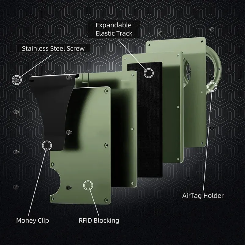 Carbon Fiber RFID Protection Metal Card & Cash Wallet with Air-Tag Holder