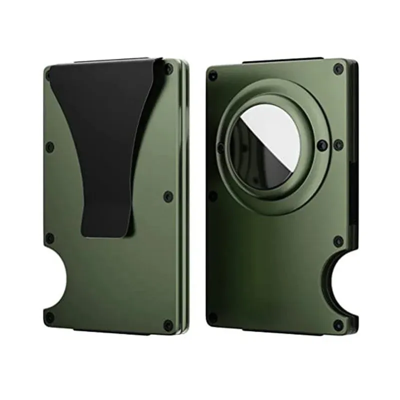 Carbon Fiber RFID Protection Metal Card & Cash Wallet with Air-Tag Holder
