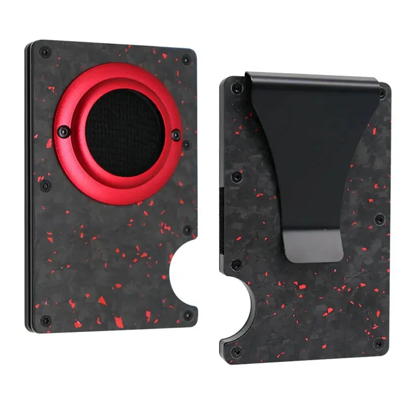 Carbon Fiber RFID Protection Metal Card & Cash Wallet with Air-Tag Holder