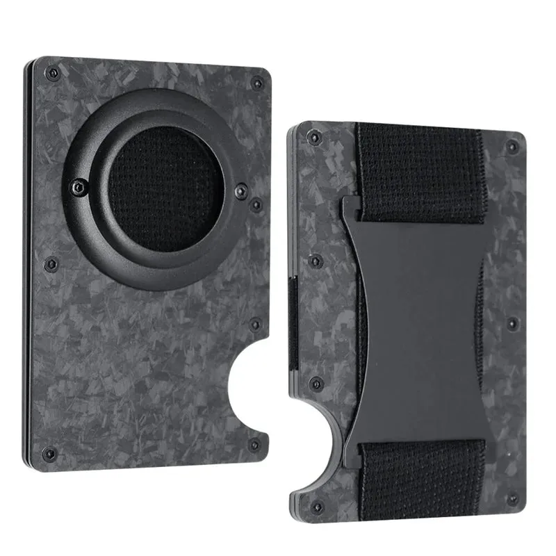 Carbon Fiber RFID Protection Metal Card & Cash Wallet with Air-Tag Holder