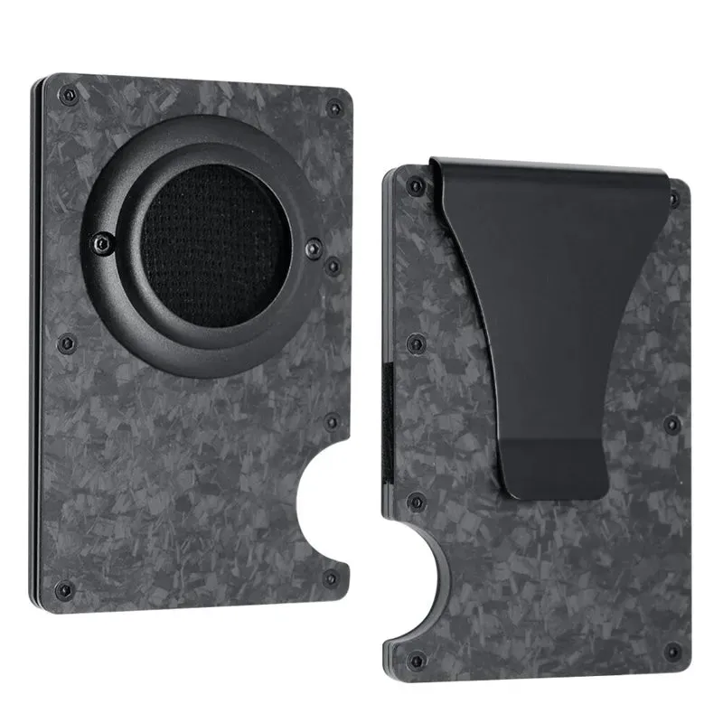 Carbon Fiber RFID Protection Metal Card & Cash Wallet with Air-Tag Holder