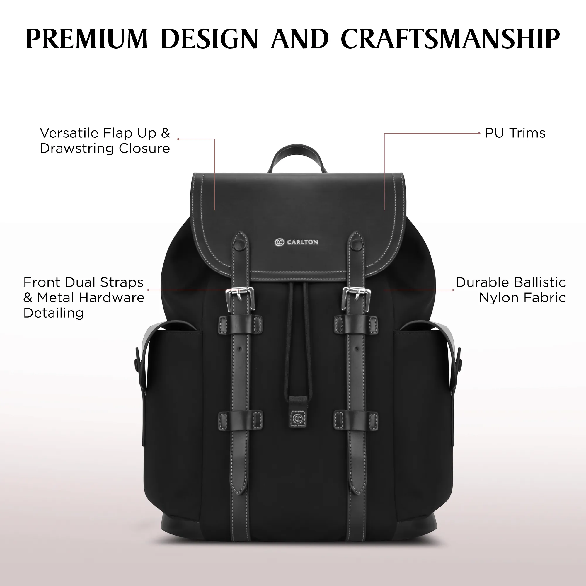 CARLTON SIGNATURE LAPTOP BACKPACK BLACK