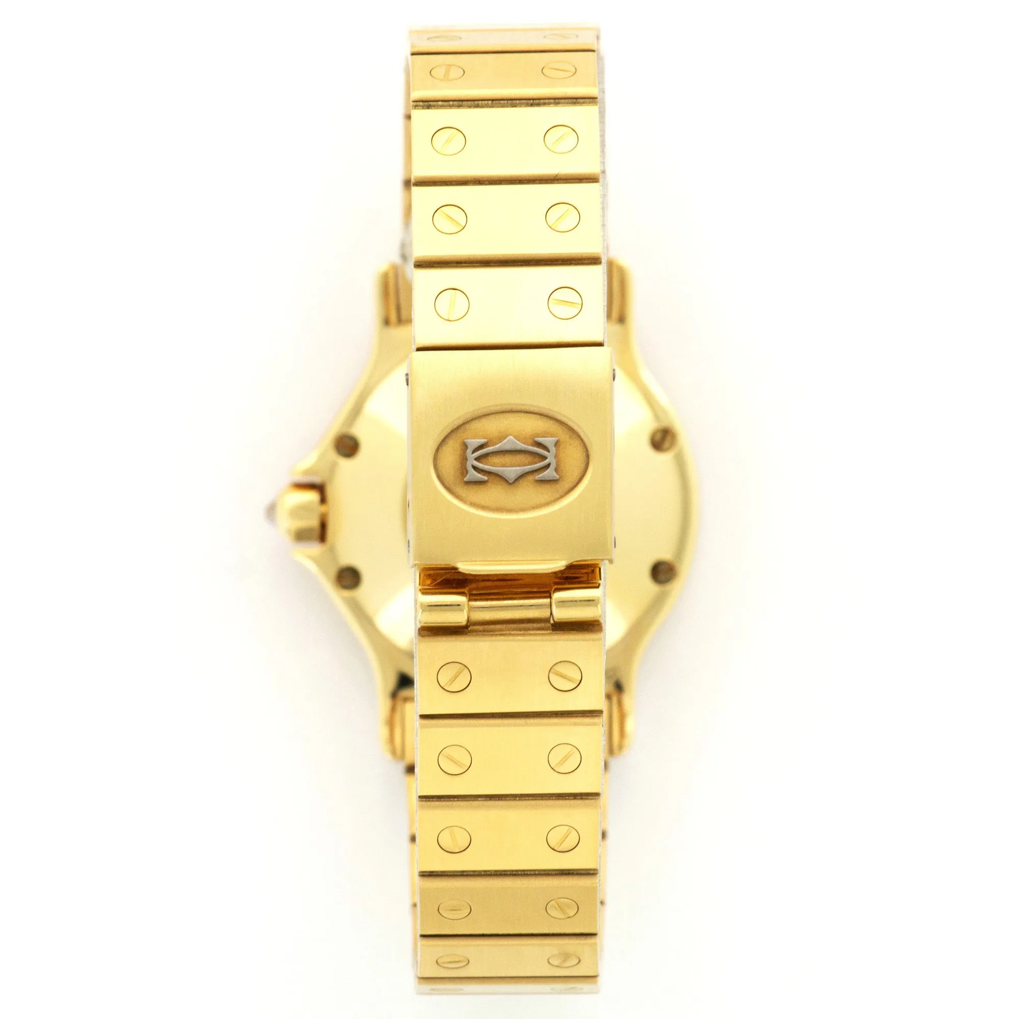 Cartier Yellow Gold Santos Diamond & Stone Dial Watch