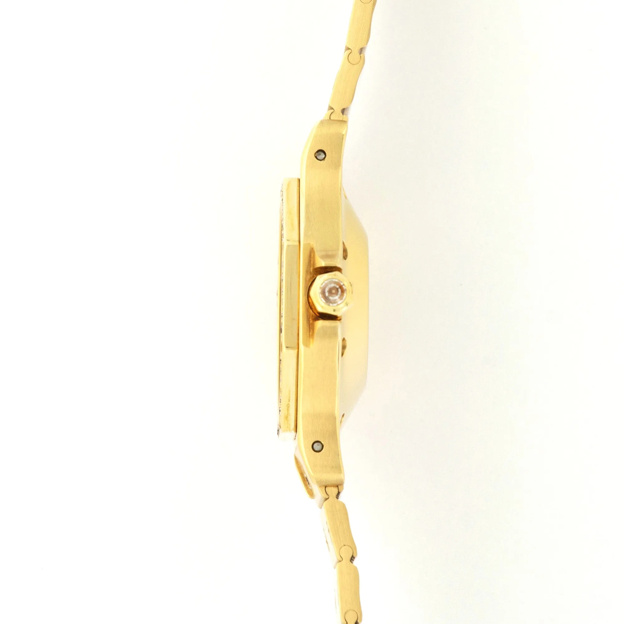Cartier Yellow Gold Santos Diamond & Stone Dial Watch