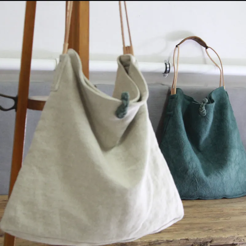 Casual One-shoulder Literary Hand Cloth Bag Handmade Disc Buckle Large Capacity
