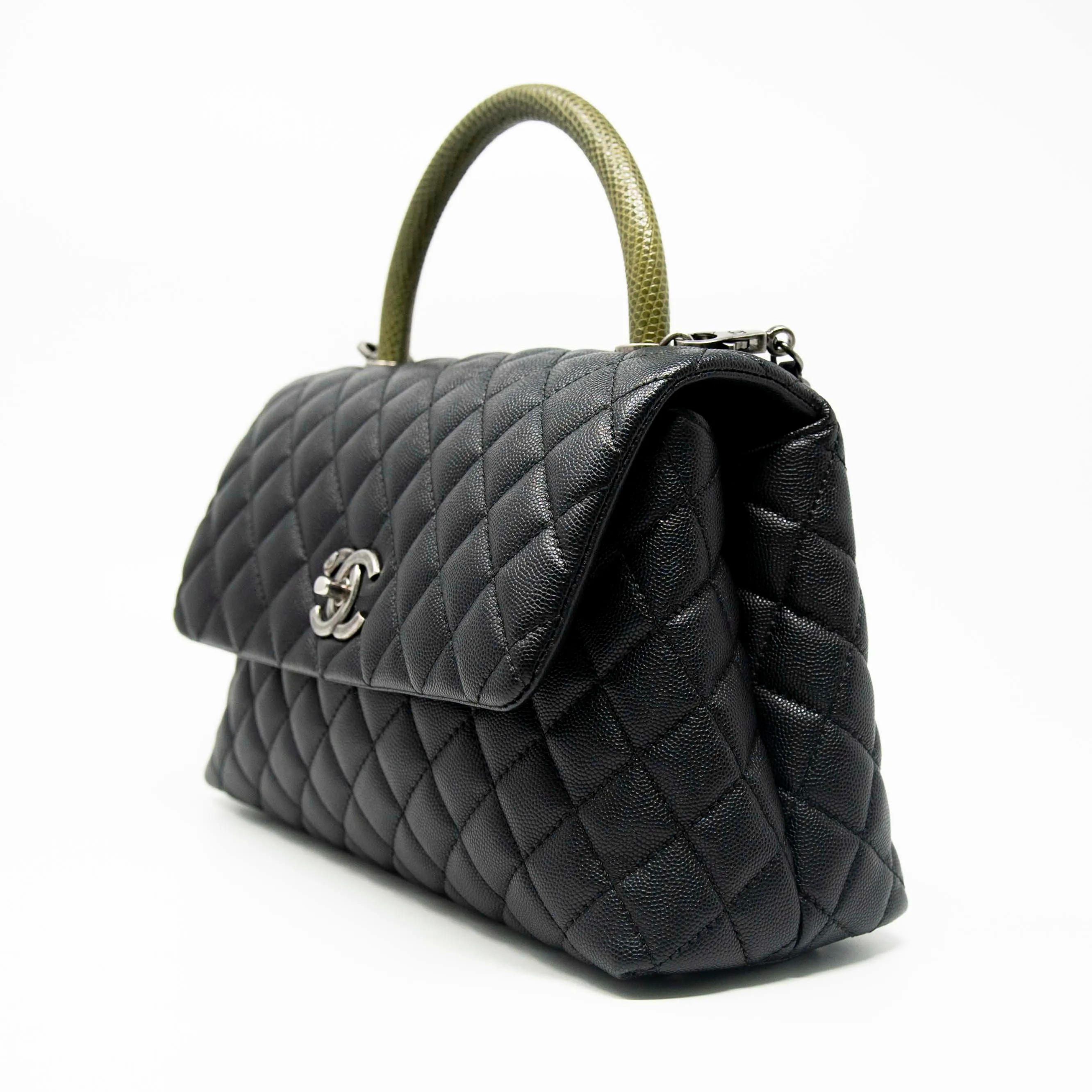 Chanel Black Medium Coco Lizard Handle