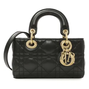 Christian Dior Black Lambskin Cannage Micro Lady D-Joy