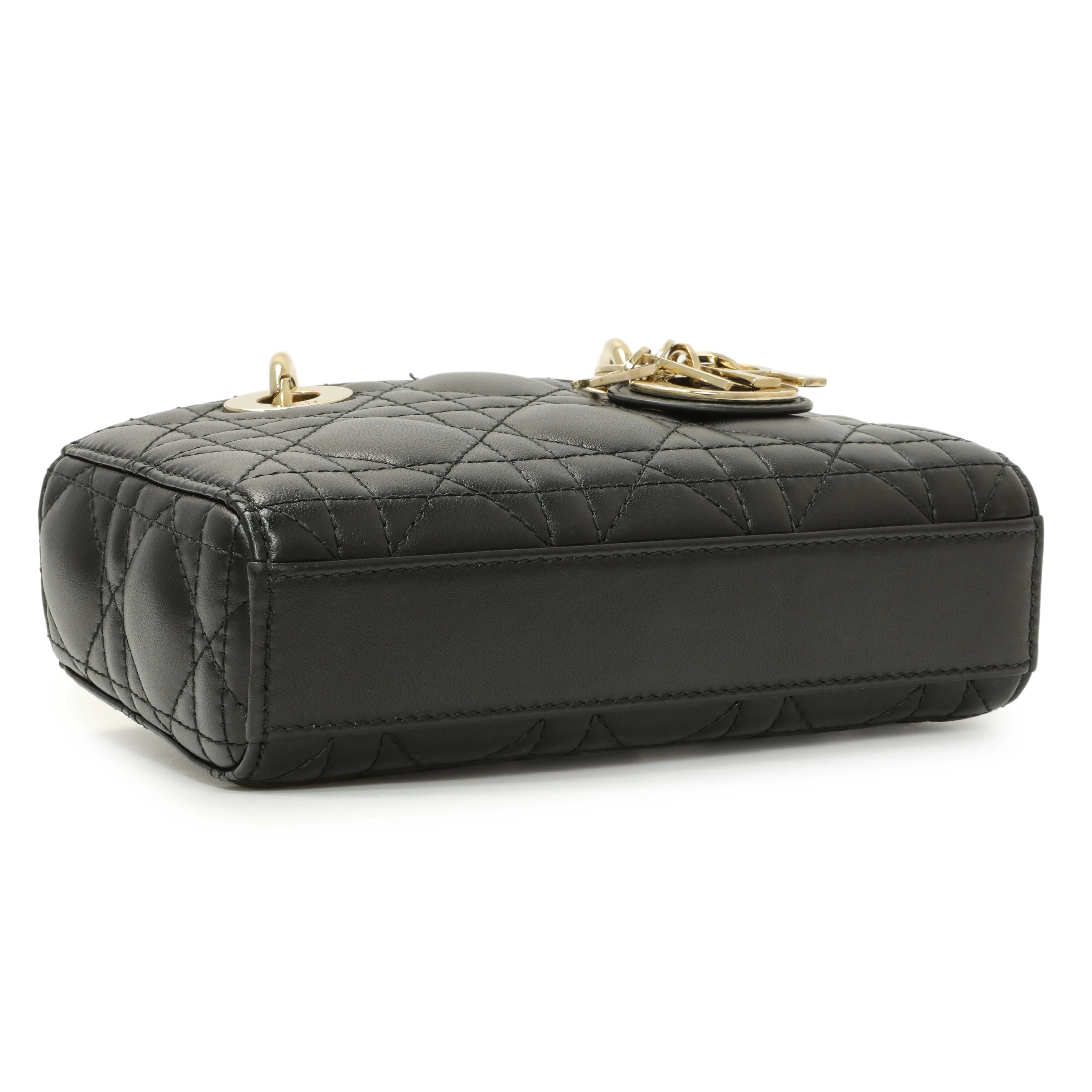 Christian Dior Black Lambskin Cannage Micro Lady D-Joy