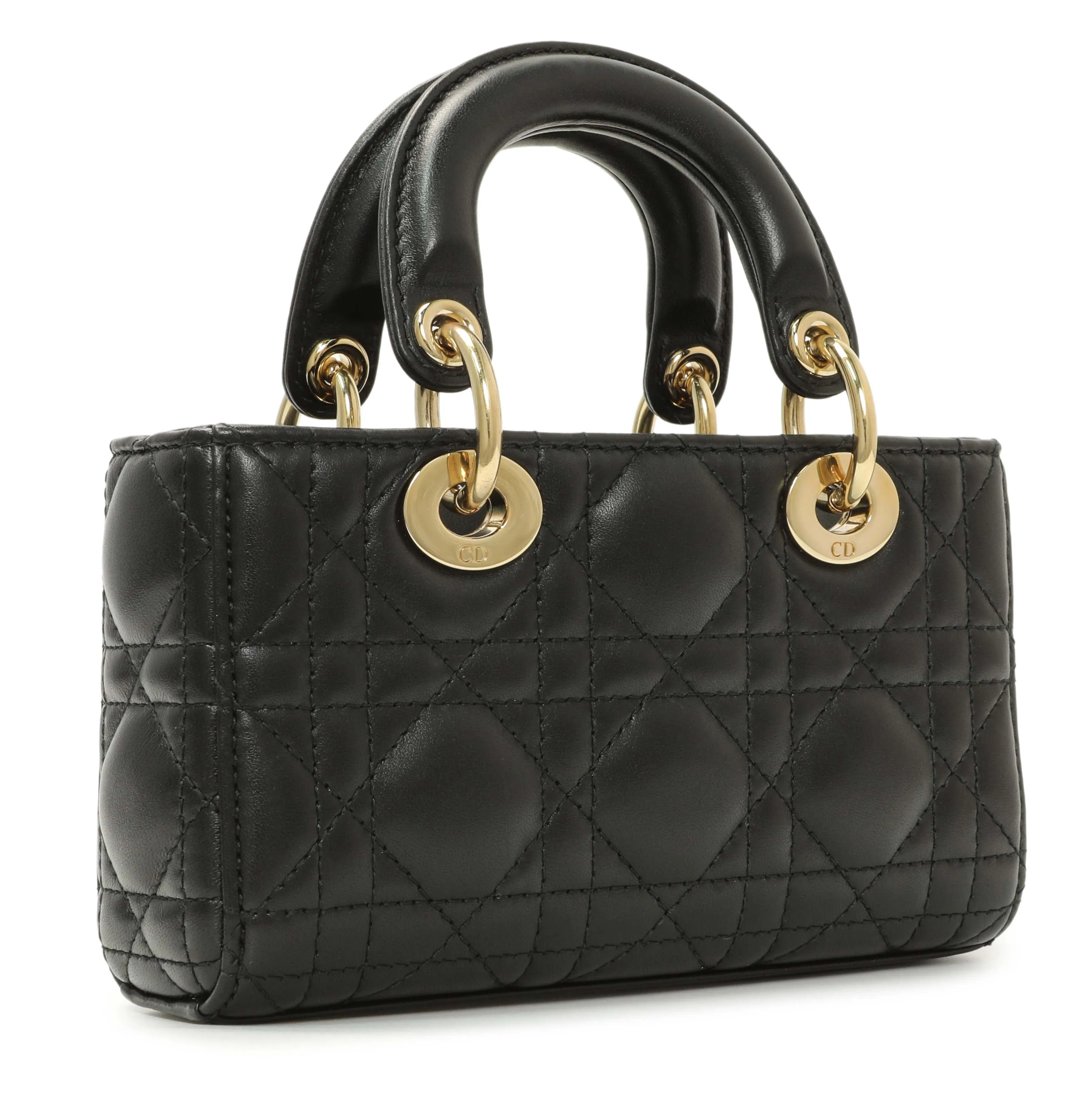 Christian Dior Black Lambskin Cannage Micro Lady D-Joy