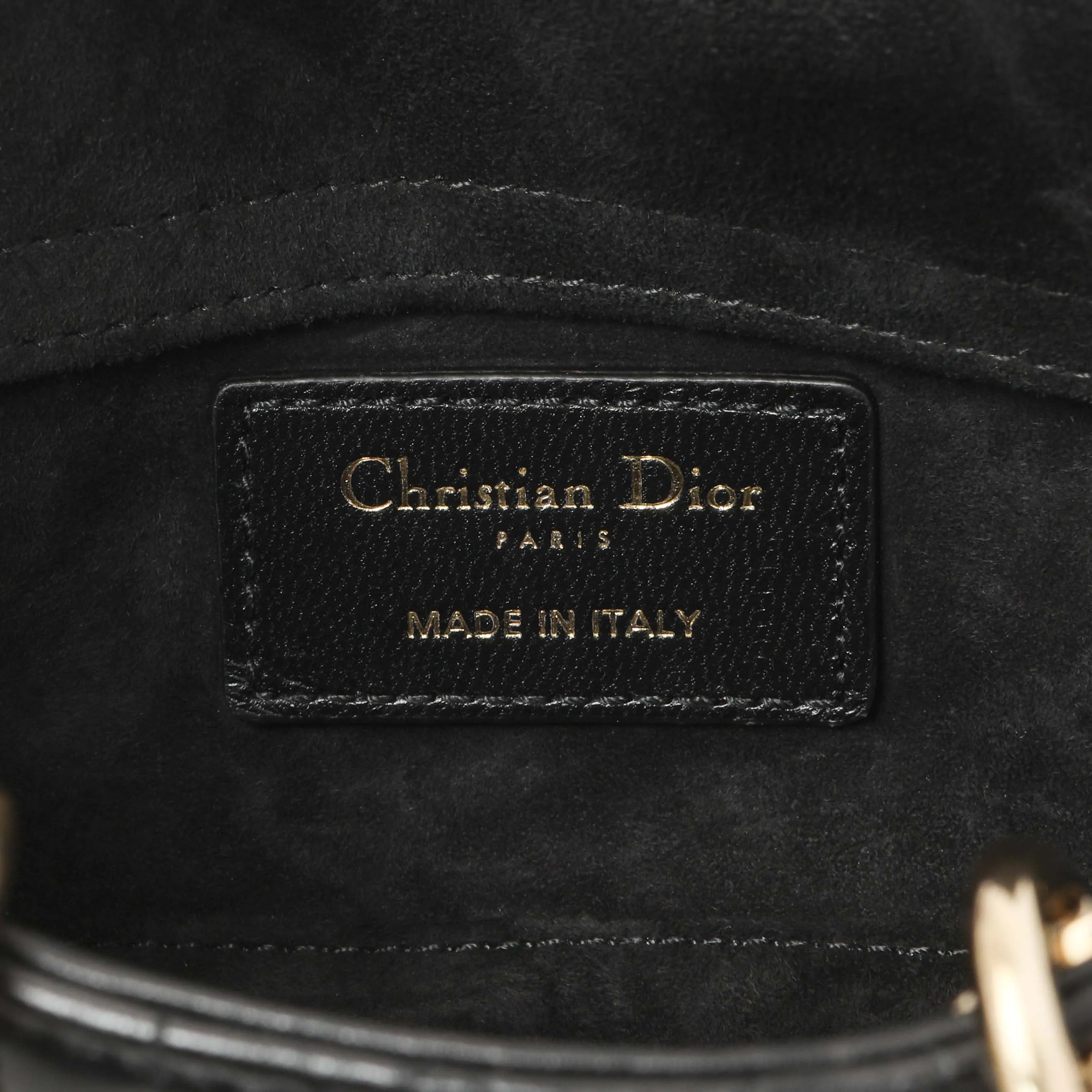 Christian Dior Black Lambskin Cannage Micro Lady D-Joy