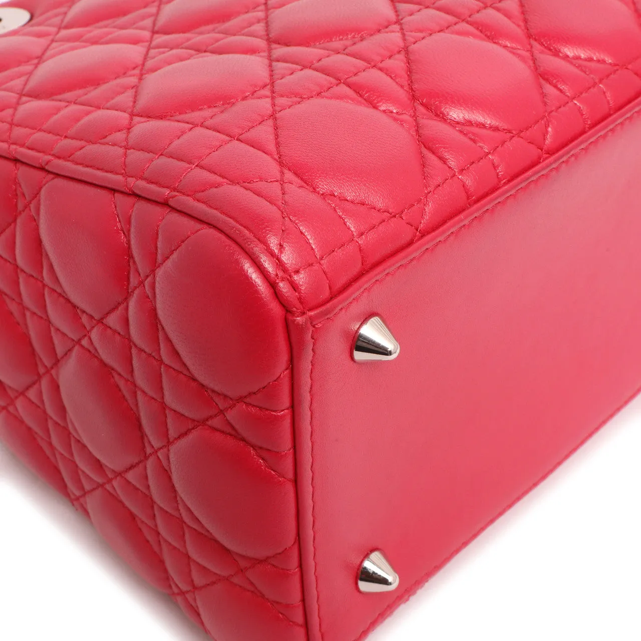 Christian Dior Fuchsia Lambskin Cannage Medium Lady Dior