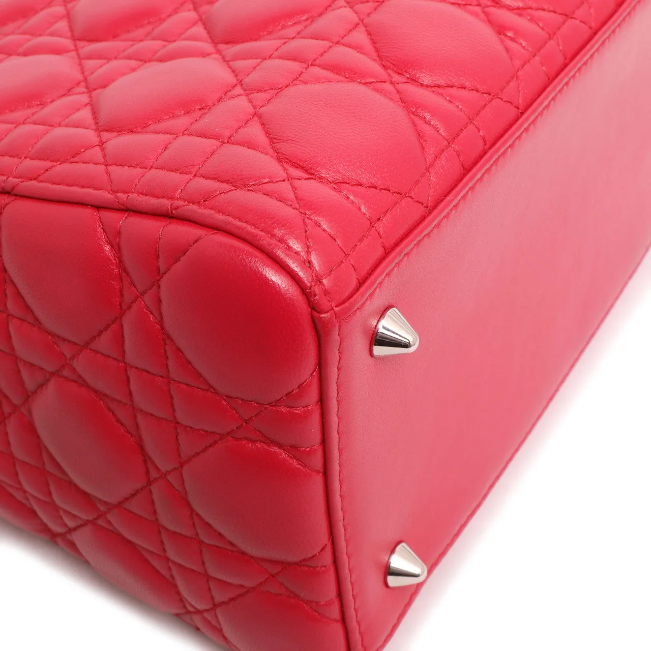 Christian Dior Fuchsia Lambskin Cannage Medium Lady Dior