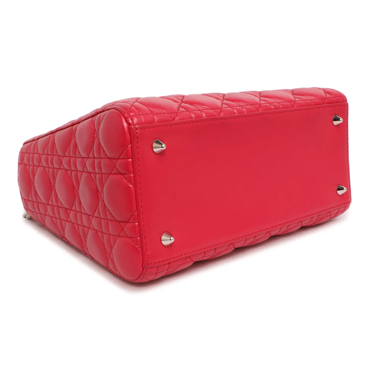 Christian Dior Fuchsia Lambskin Cannage Medium Lady Dior