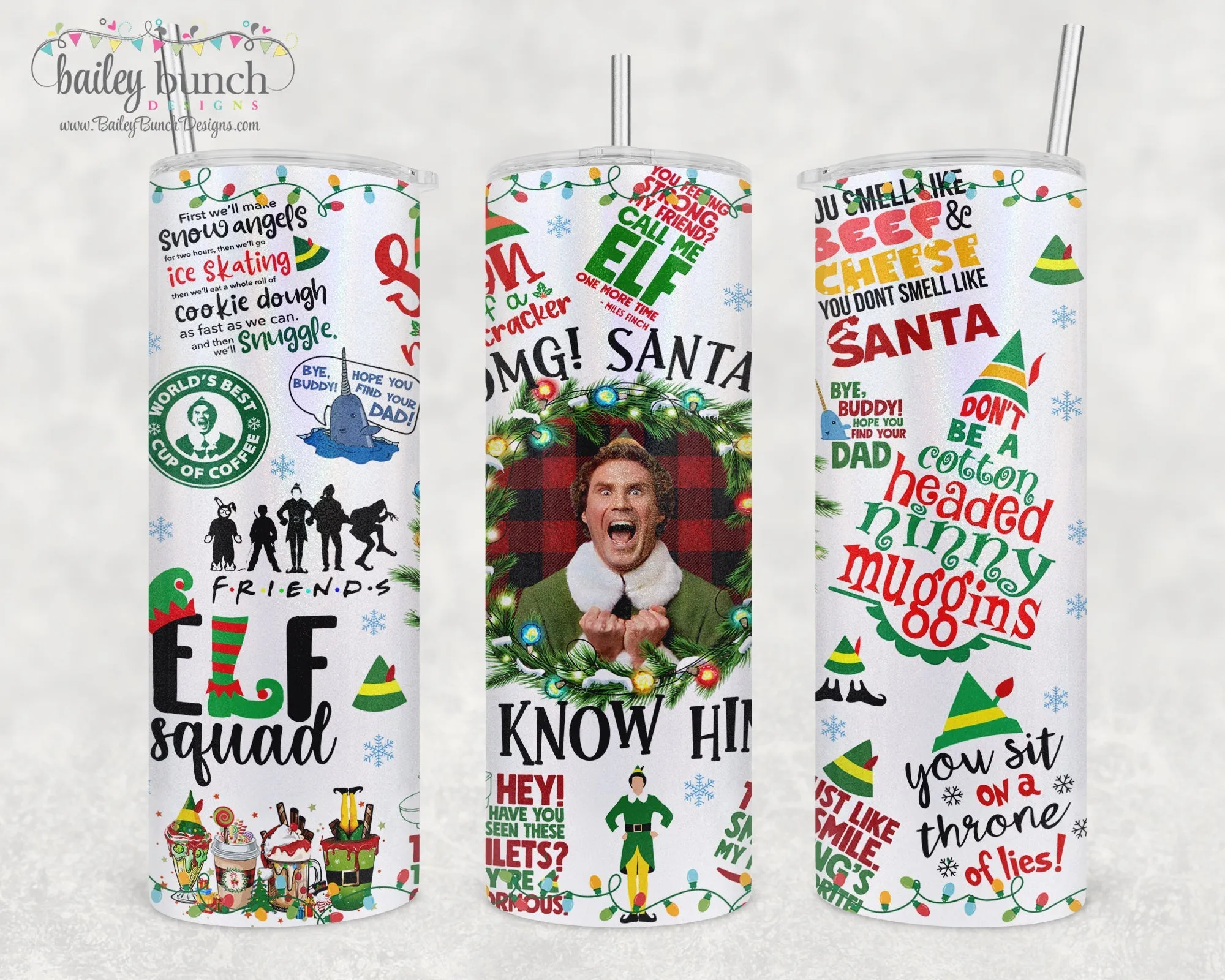 Christmas ELF Buddy Shimmer Glitter Tumbler TUMBELFBUD220520