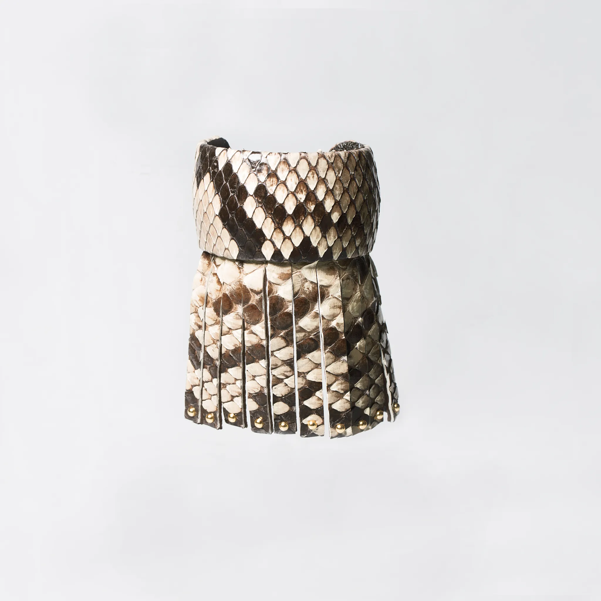 Christopher Augmon Amazon Natural Gold Studded Fringe Python Cuff