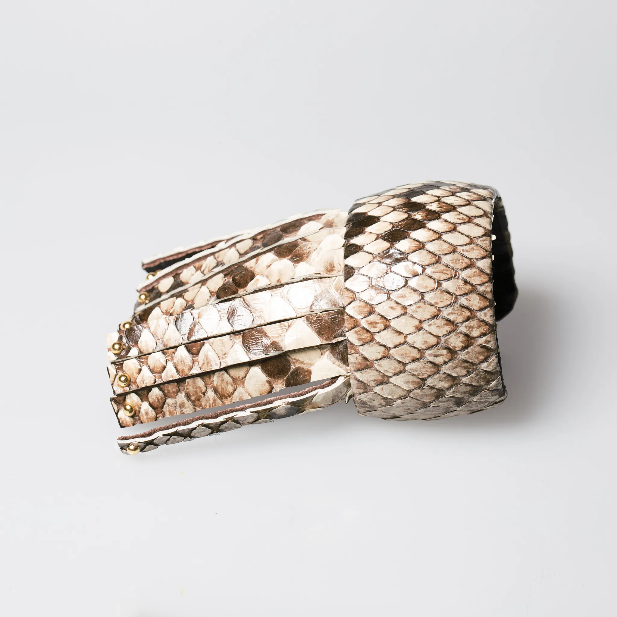 Christopher Augmon Amazon Natural Gold Studded Fringe Python Cuff