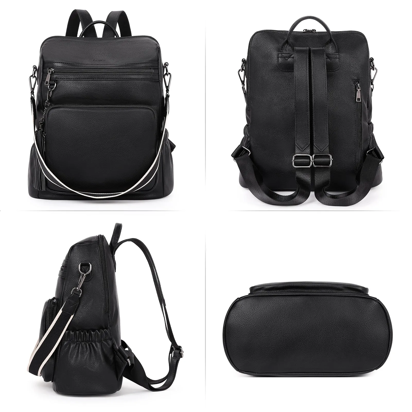 CLUCI Backpack Purse for Women Fashion Leather Designer Travel Large Ladies Shoulder Bags with Tassel