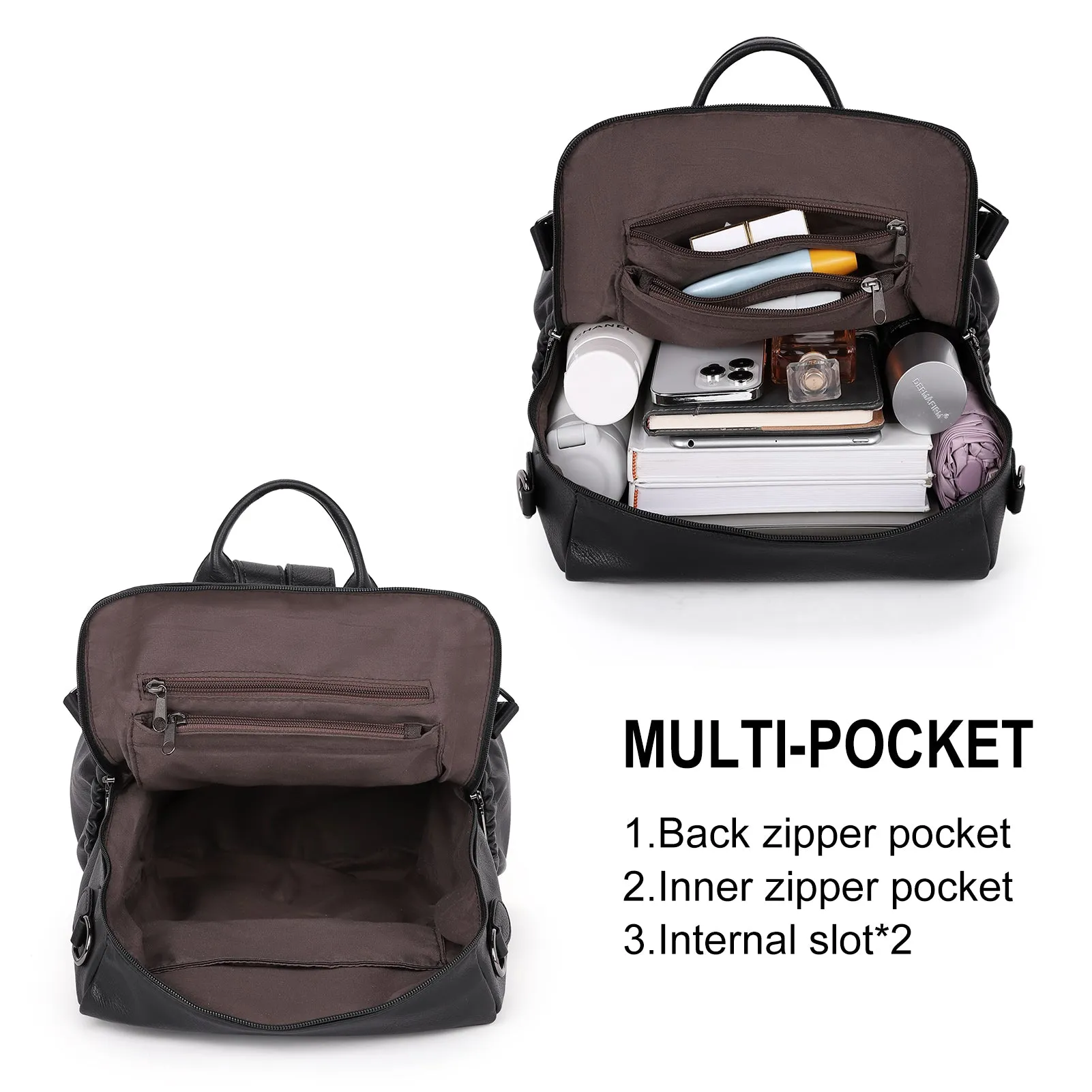 CLUCI Backpack Purse for Women Fashion Leather Designer Travel Large Ladies Shoulder Bags with Tassel