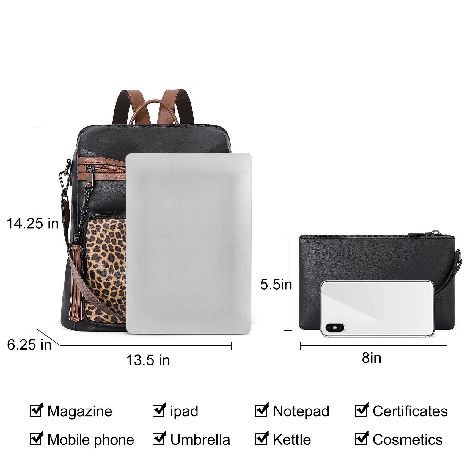 CLUCI Backpack Purse for Women Fashion Leather Designer Travel Large Ladies Shoulder Bags with Tassel