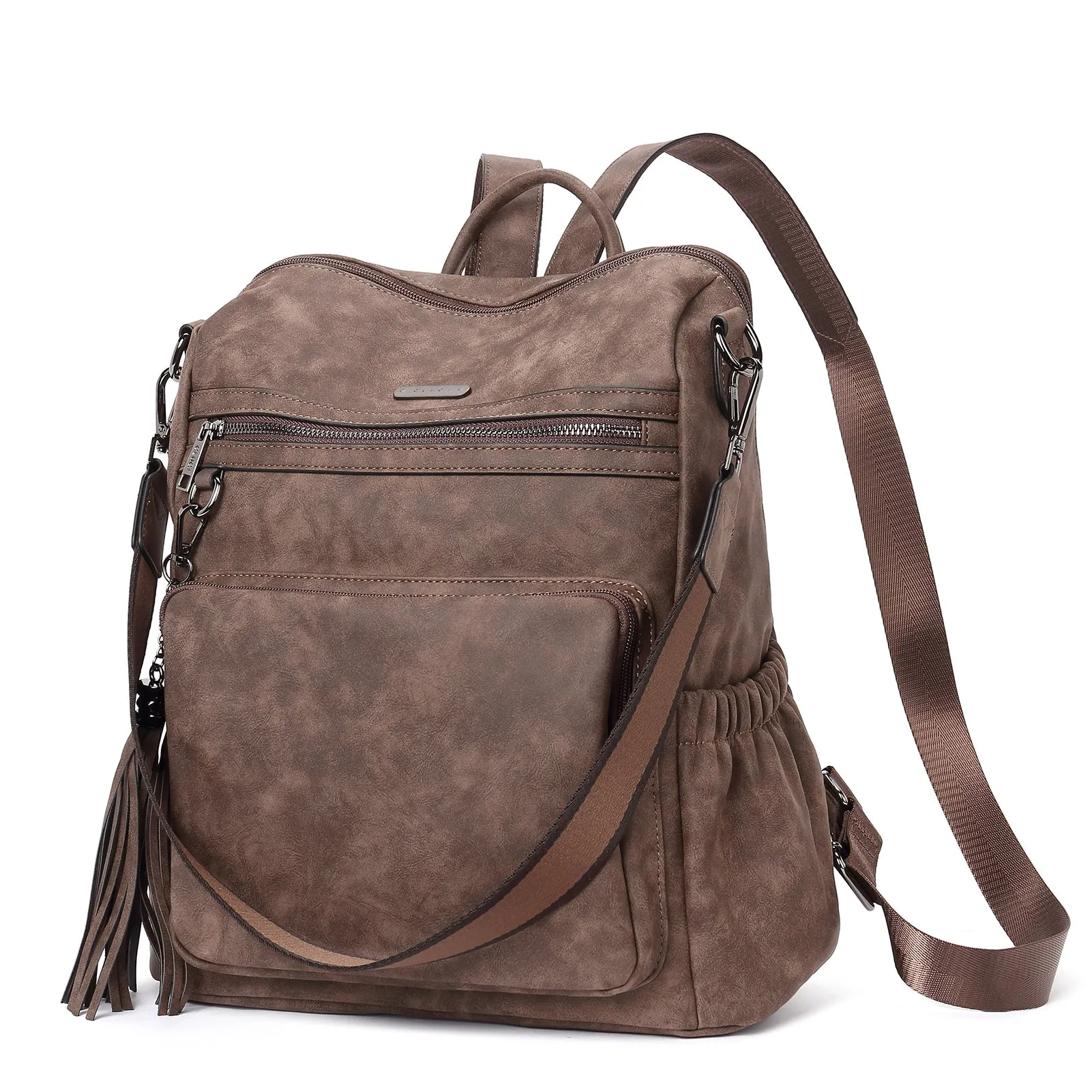 CLUCI Backpack Purse for Women Fashion Leather Designer Travel Large Ladies Shoulder Bags with Tassel