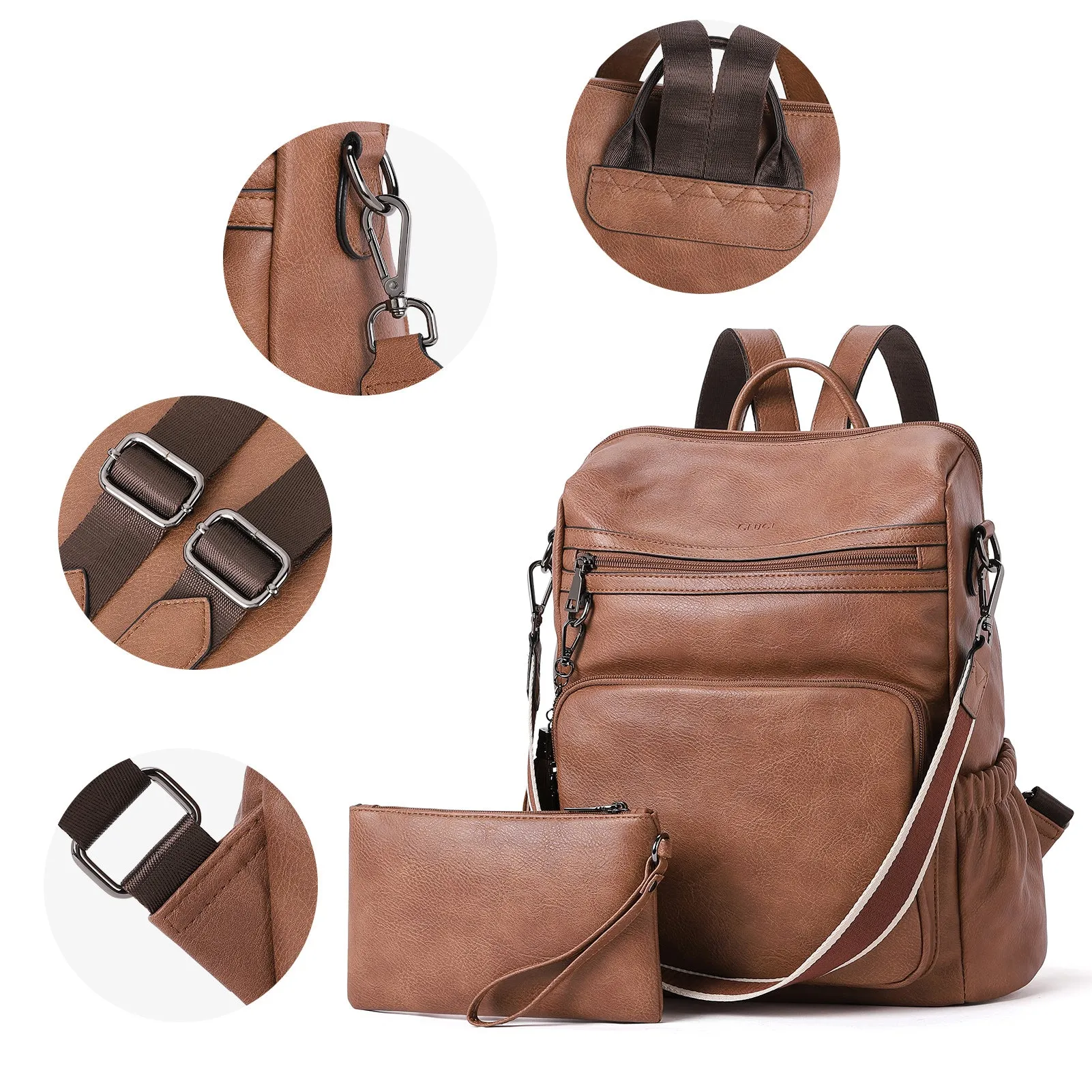 CLUCI Backpack Purse for Women Fashion Leather Designer Travel Large Ladies Shoulder Bags with Tassel