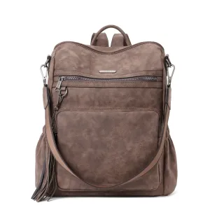 CLUCI Backpack Purse for Women Fashion Leather Designer Travel Large Ladies Shoulder Bags with Tassel