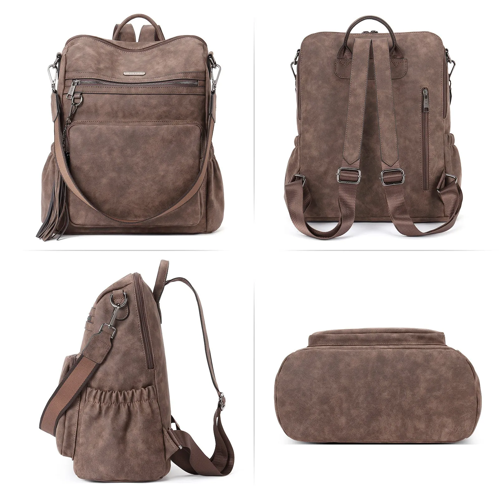 CLUCI Backpack Purse for Women Fashion Leather Designer Travel Large Ladies Shoulder Bags with Tassel