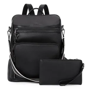 CLUCI Backpack Purse for Women Fashion Leather Designer Travel Large Ladies Shoulder Bags with Tassel