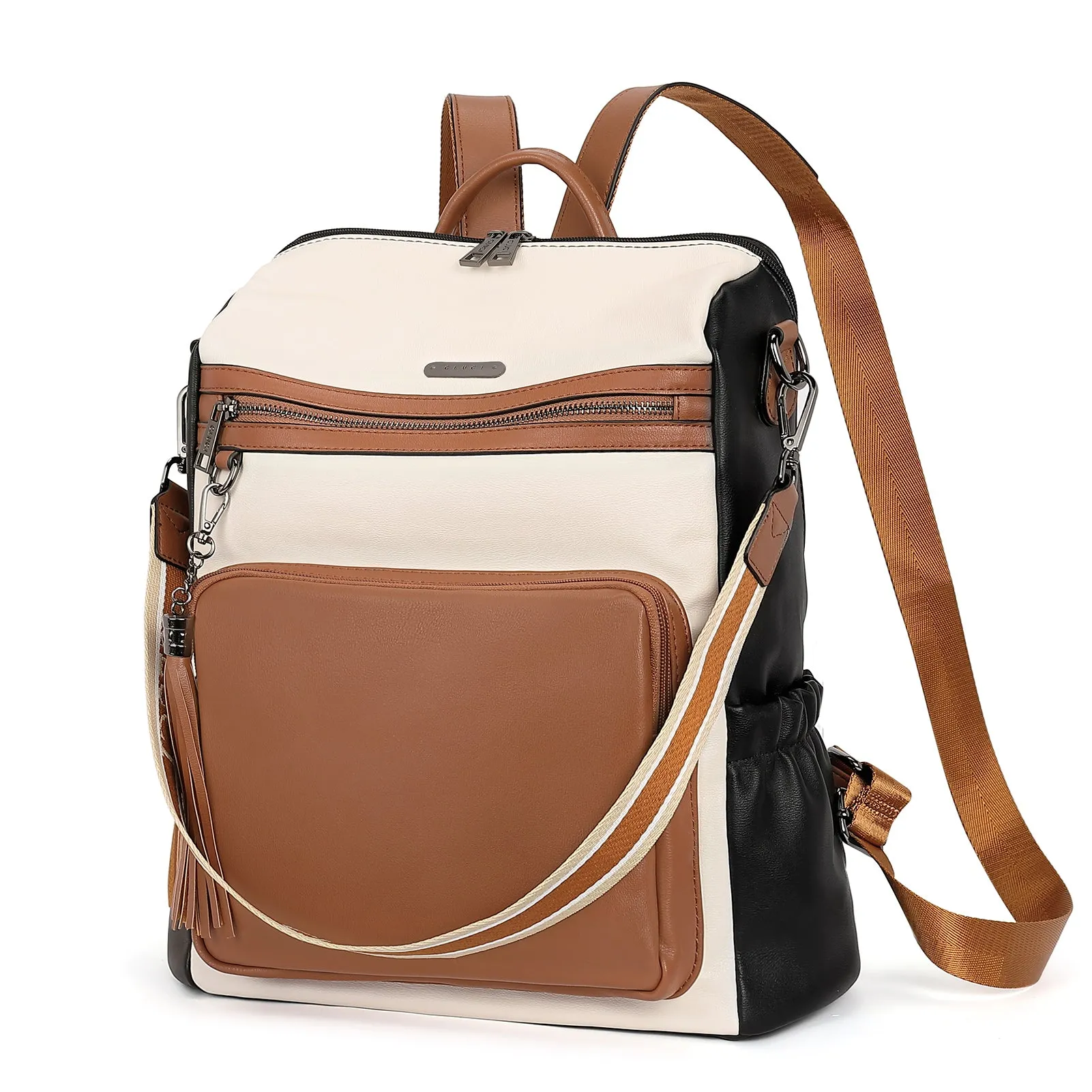 CLUCI Backpack Purse for Women Fashion Leather Designer Travel Large Ladies Shoulder Bags with Tassel