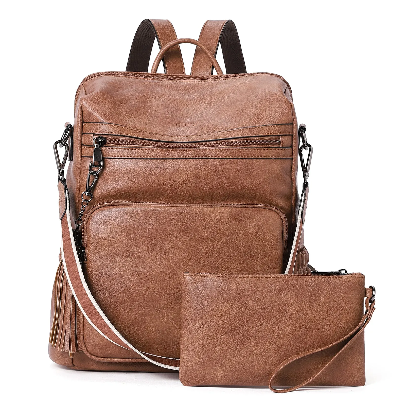 CLUCI Backpack Purse for Women Fashion Leather Designer Travel Large Ladies Shoulder Bags with Tassel