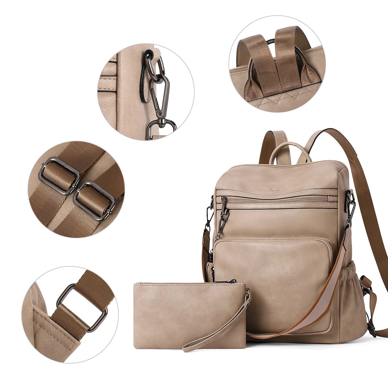 CLUCI Backpack Purse for Women Fashion Leather Designer Travel Large Ladies Shoulder Bags with Tassel