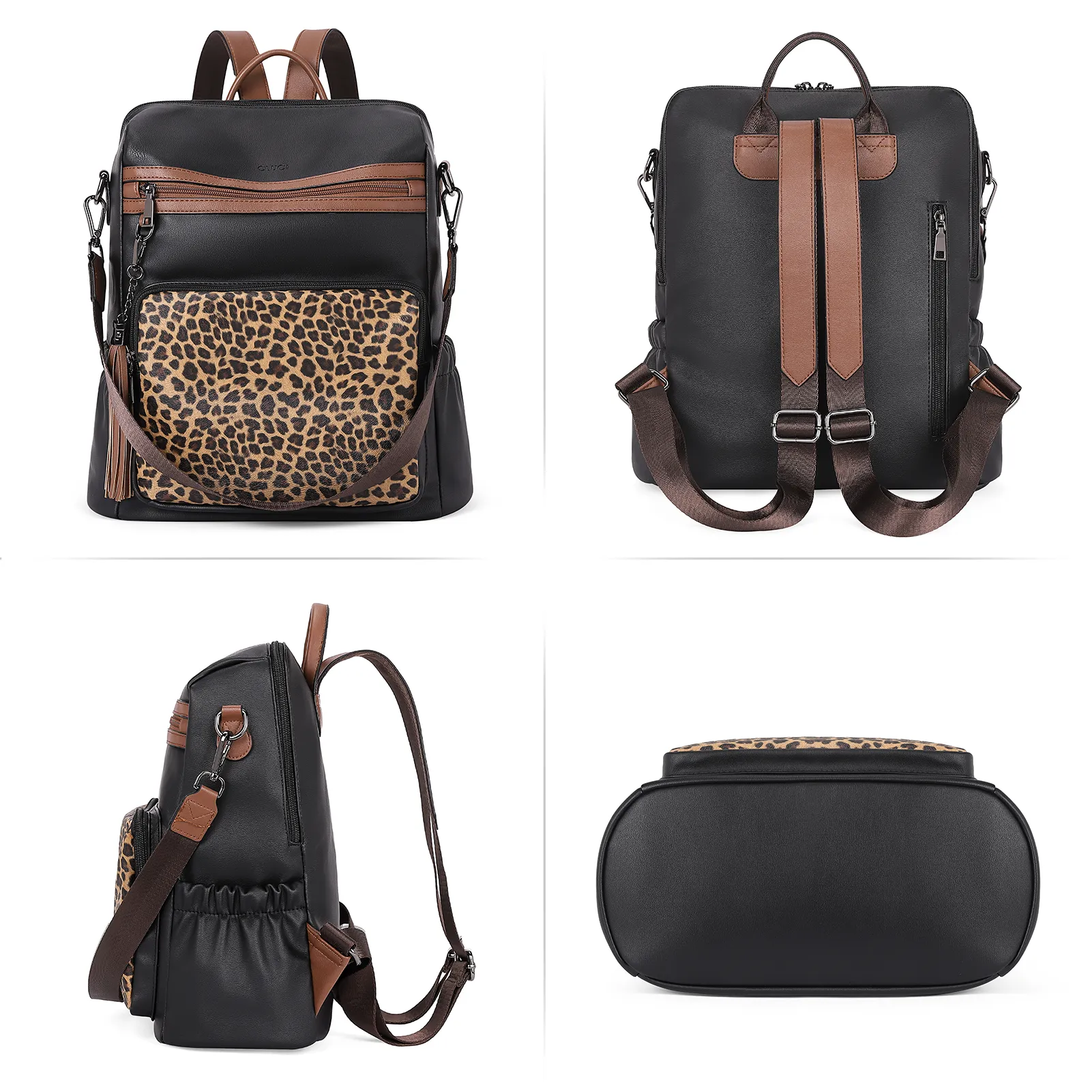CLUCI Backpack Purse for Women Fashion Leather Designer Travel Large Ladies Shoulder Bags with Tassel