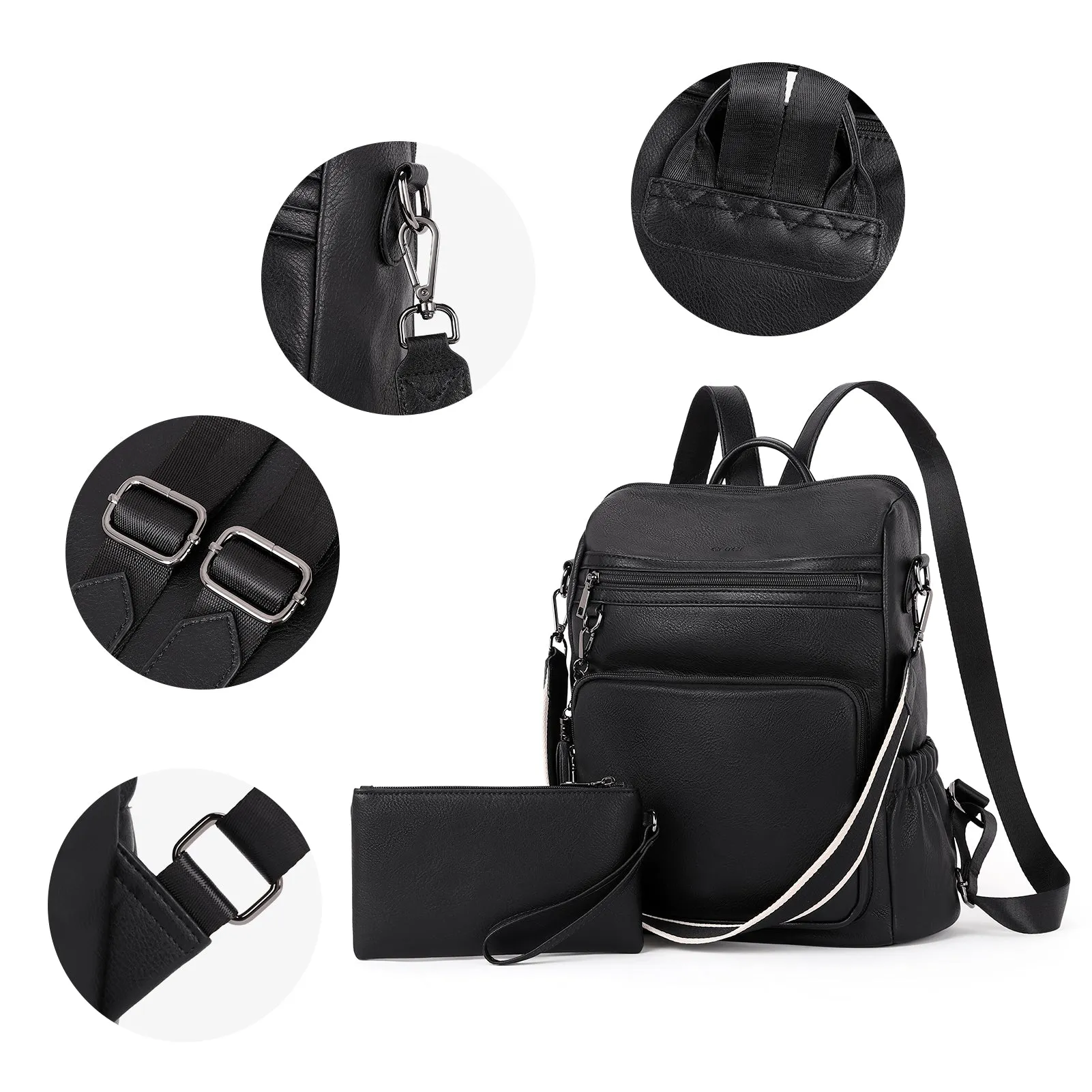 CLUCI Backpack Purse for Women Fashion Leather Designer Travel Large Ladies Shoulder Bags with Tassel