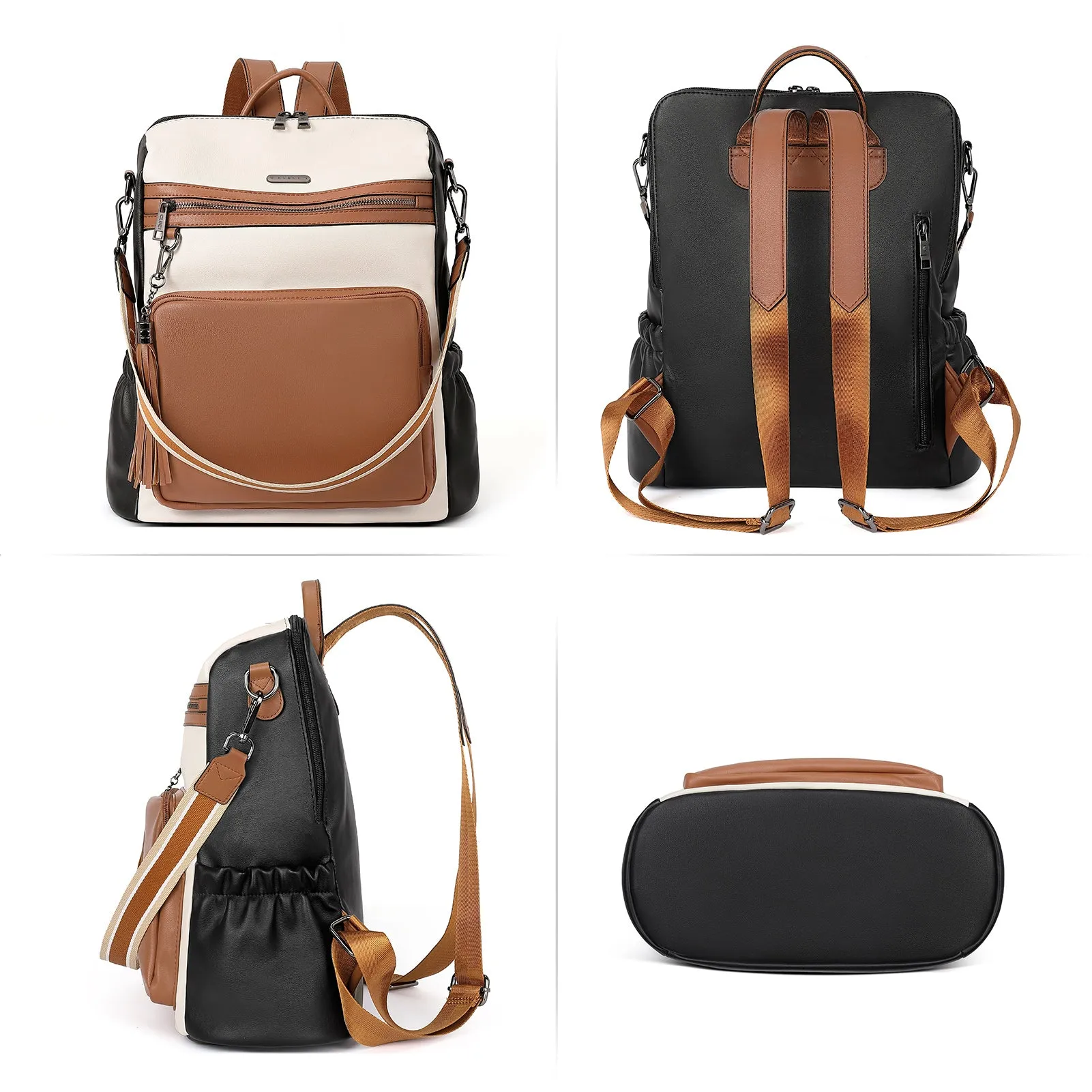 CLUCI Backpack Purse for Women Fashion Leather Designer Travel Large Ladies Shoulder Bags with Tassel