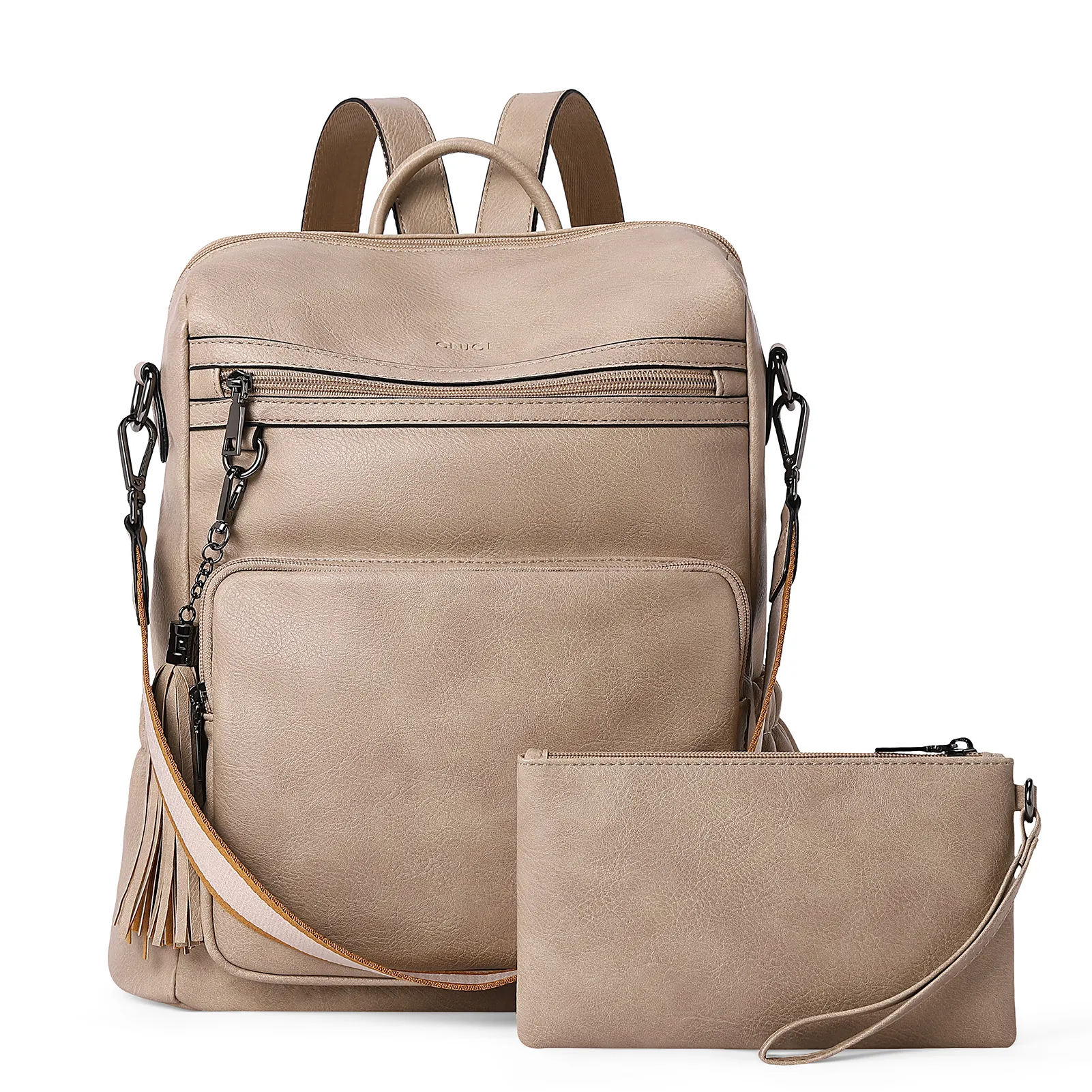 CLUCI Backpack Purse for Women Fashion Leather Designer Travel Large Ladies Shoulder Bags with Tassel