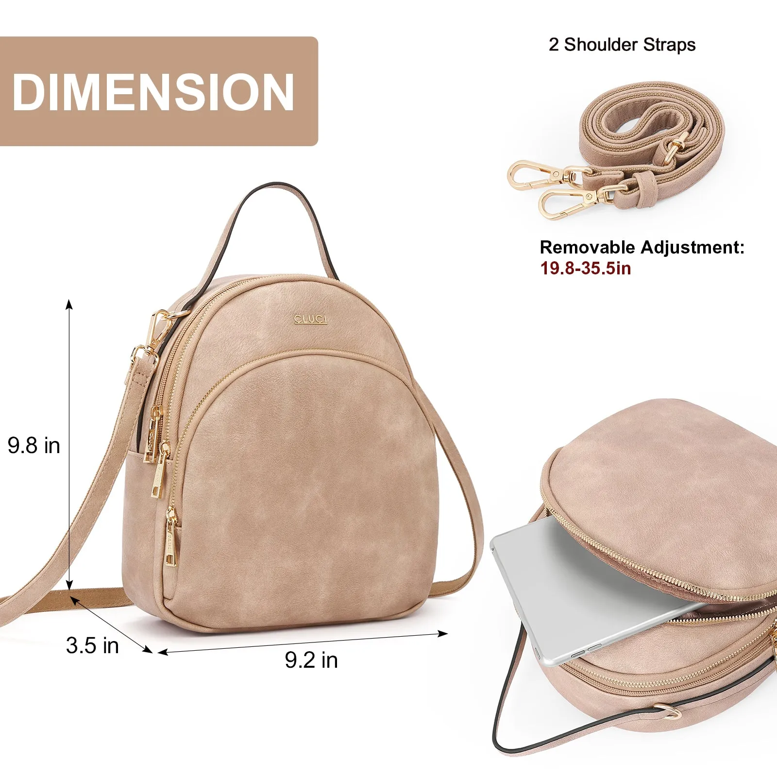 CLUCI Small Backpack Purse for Women Leather Shoulder Bags Lady Fashion Causal Travel Mini Daypack Convertible