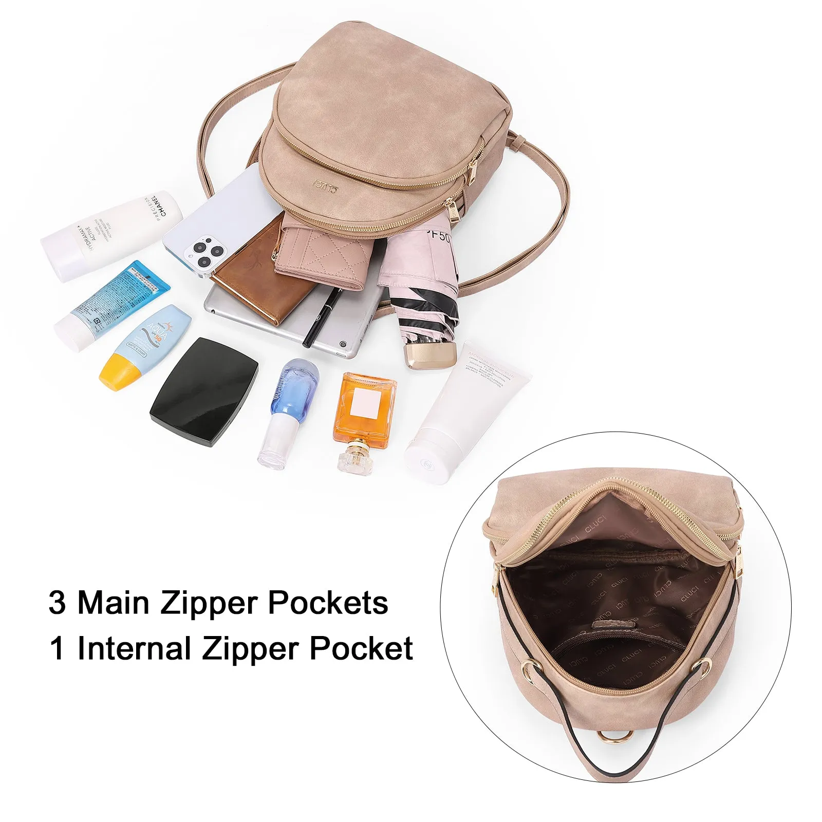 CLUCI Small Backpack Purse for Women Leather Shoulder Bags Lady Fashion Causal Travel Mini Daypack Convertible