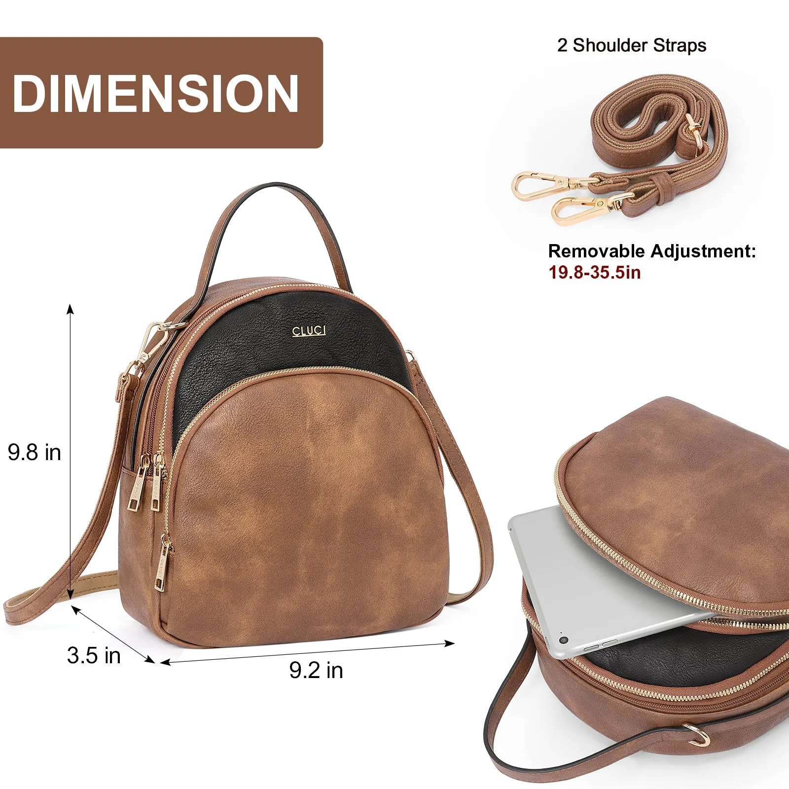 CLUCI Small Backpack Purse for Women Leather Shoulder Bags Lady Fashion Causal Travel Mini Daypack Convertible