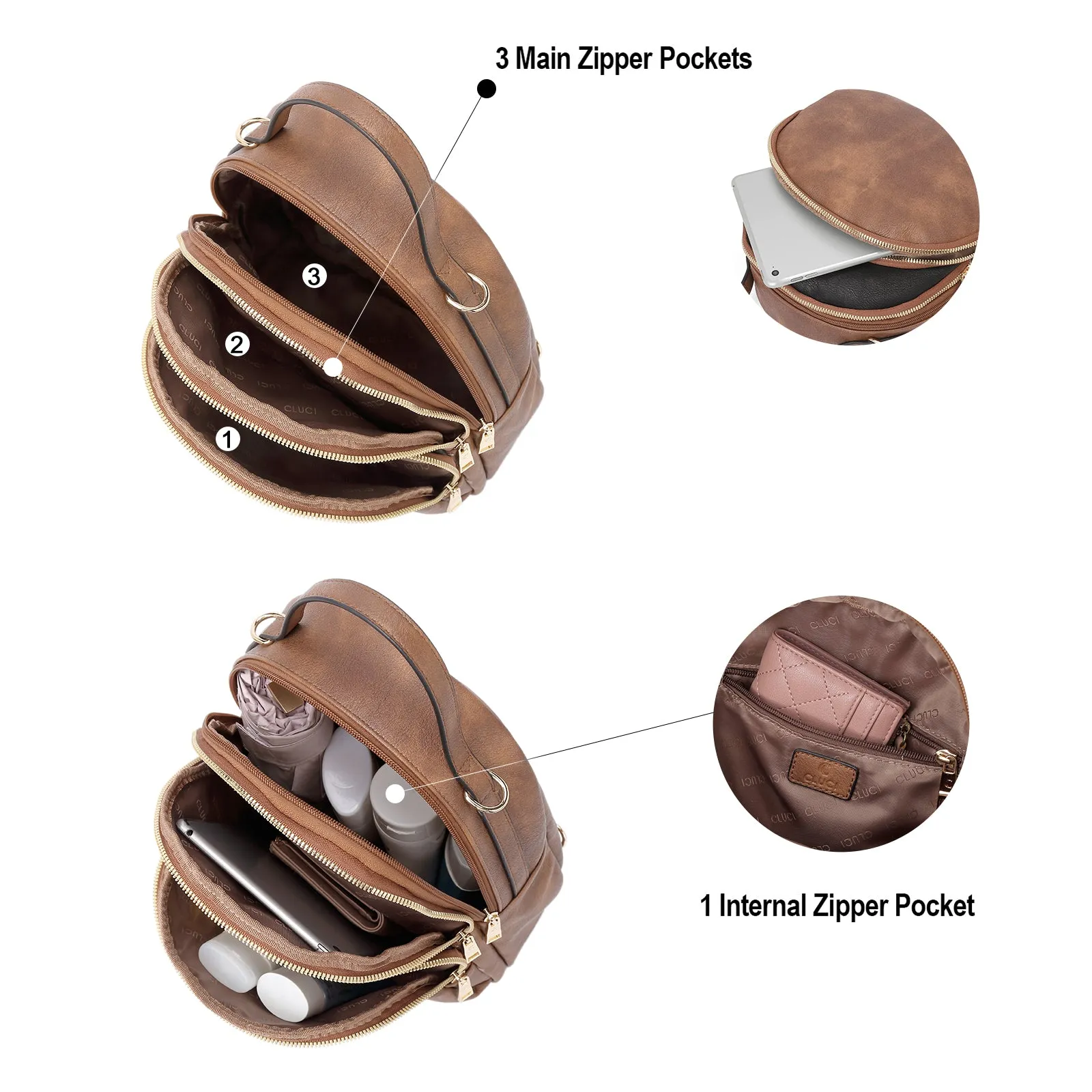 CLUCI Small Backpack Purse for Women Leather Shoulder Bags Lady Fashion Causal Travel Mini Daypack Convertible