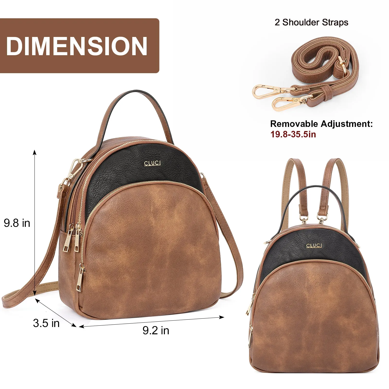 CLUCI Small Backpack Purse for Women Leather Shoulder Bags Lady Fashion Causal Travel Mini Daypack Convertible