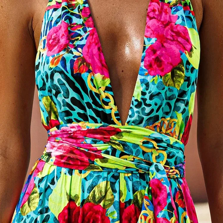 Convertible Printed One-Piece Swimsuit Set - As shown / S
