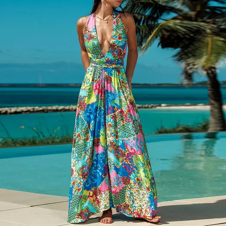 Convertible Printed One-Piece Swimsuit Set - As shown / S