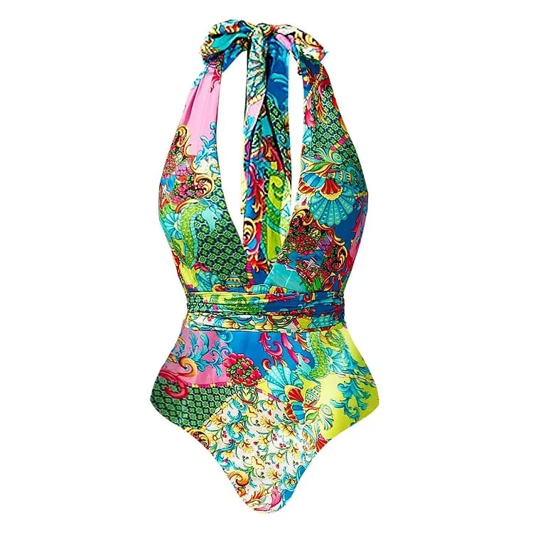 Convertible Printed One-Piece Swimsuit Set - As shown / S