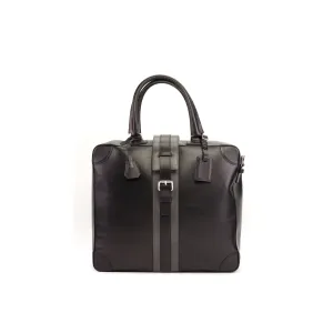 DapperFam Luxe Men's Travel Tote in Grey Painted Full Grain